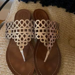 Tory Burch Davy cutout slide sandal gold